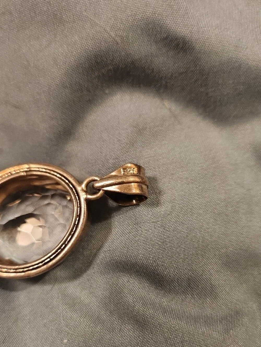 Sterling Silver And Clear Oval Crystal Pendant Necklace